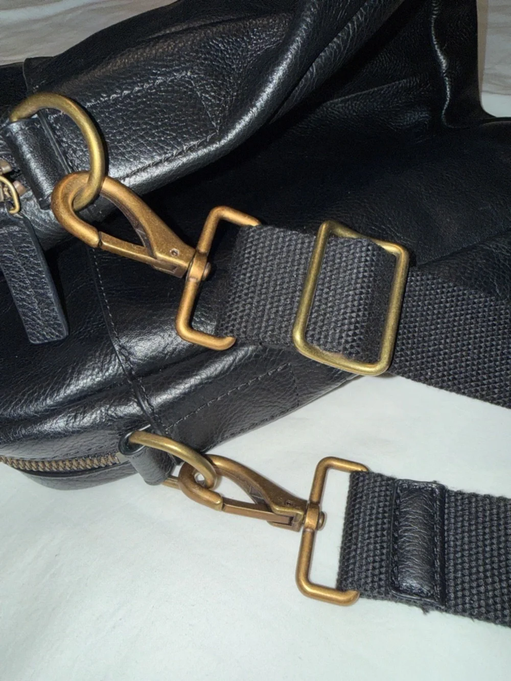 Fossil Black Pebble Leather soft-side Briefcase Computer Bag EUC